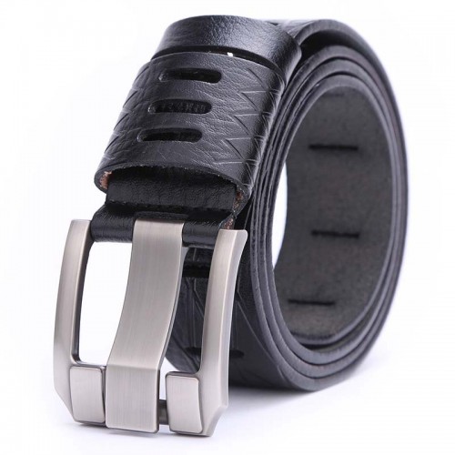 Men's Genuine Leather Belt Pin Buckle Solid