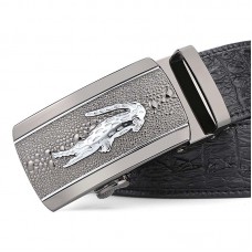 Men's Genuine Leather Belt Automatic Buckle Crocodile Grain