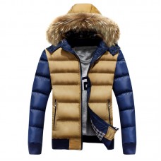 Hooded cotton-padded fur jacket