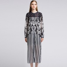 Autumn Long-sleeved Long High-end Large Size Dress Gothic Print Dress