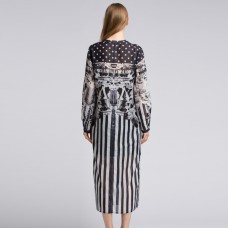 Autumn Long-sleeved Long High-end Large Size Dress Gothic Print Dress