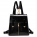 Crocodile patent leather backpack