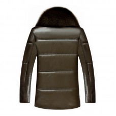 Faux Leather Jacket Fur Collar 