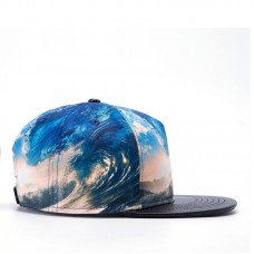 Hip-hop Hat Flat Top Baseball Cap 3D Thermal Transfer Sea Wave