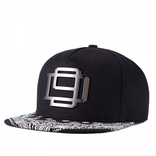 Hip Hop Hat With A Straight Visor Baseball Cap Logo Paisley Print 