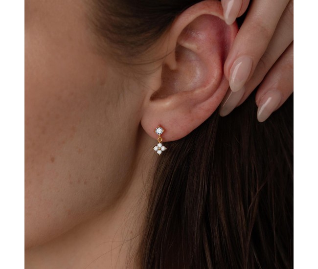 Exquisite four-leaf clover earrings | Silver-plated/gold-plated diamond stud earrings