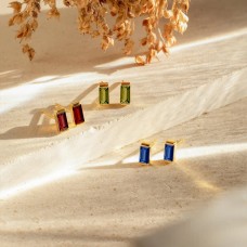 Hoostyle 12 Months Birthstone Baguette Stud Earrings