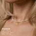 14K Gold Plated Custom Initial Letter Pearl Necklace | Personalized Alphabet Choker for Women