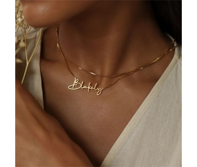 Custom Script Name Necklace - Personalized Handwritten Style