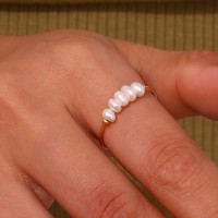 Natural Freshwater Tiny Pearl Thin Ring (18K Gold & Silver Options)