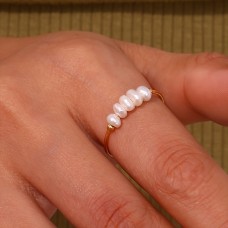 Natural Freshwater Tiny Pearl Thin Ring (18K Gold & Silver Options)
