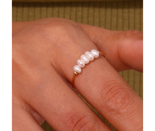 Natural Freshwater Tiny Pearl Thin Ring (18K Gold & Silver Options)