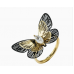 Layered openwork butterfly diamond ring