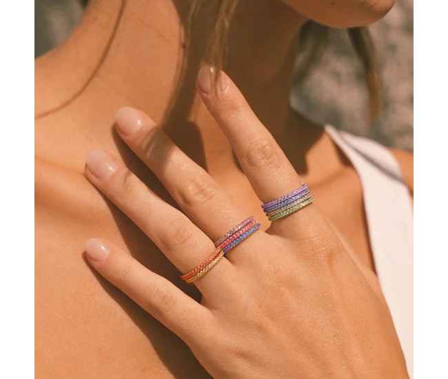 Hoostyle 12 Months Birthstone Eternity Band Ring