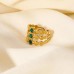 18K gold-plated ring, set with green malachite