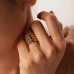 18K gold-plated ring, set with green malachite