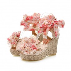 Lace-Up flower wedges