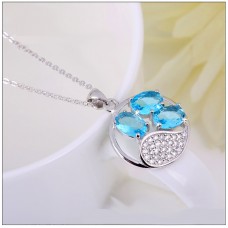 Silver blue crystal pendant S925 