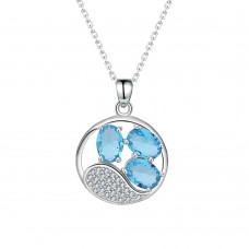 Silver blue crystal pendant S925 