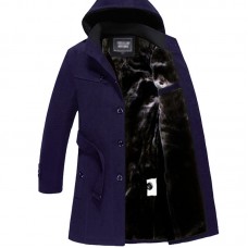 Hooded flocking trench coat
