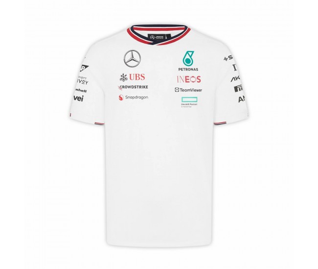 Mercedes AMG F1 Mens White Team Driver T-shirt 2024