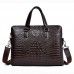 Crocodile pattern leather briefcase